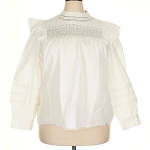 J Crew White Crochet Lace Ruffle Top